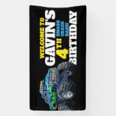 Monster Truck Cool Blue 4. Geburtstag Custom Vinyl Banner (Vertikal)