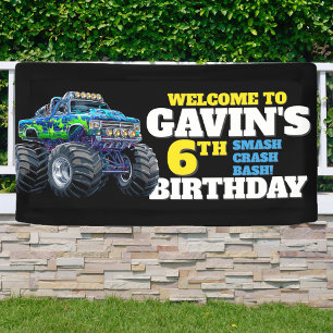 Monster Truck Cool Blue 6. Geburtstag Custom Vinyl Banner
