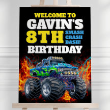 Monster Truck Cool Blue 8. Geburtstag Begrüßungsze