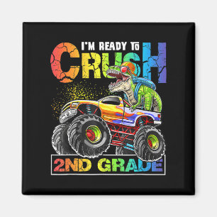 Monster Truck Crush 2nd Grad Dinosaur Boys Back t Magnet