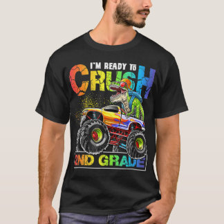 Monster Truck Crush 2nd Grad Dinosaur Boys Back t T-Shirt