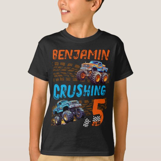 Monster Truck Crushing 5 - 5th Birthday T-Shirt (Vorderseite)