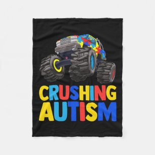 Monster Truck Crushing Austim Autismus Bewusstsein Fleecedecke