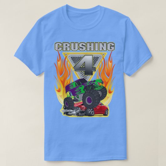 Monster Truck Crushing being 4 four Years Old 4th  T-Shirt (Design vorne)