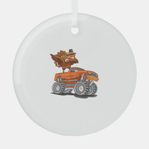 Monster Truck Dabbing Türkei Hooray Happy Thanksgi Ornament Aus Glas