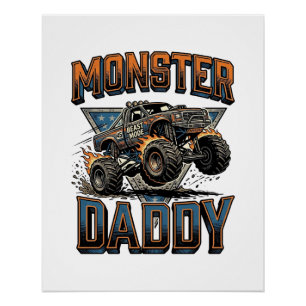 Monster Truck Daddy Vintage Gravur Shirt Design Poster