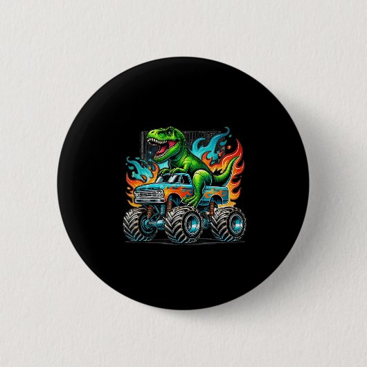 Monster Truck Dinosaur Birthday Party Monster Truc Button (Vorderseite)