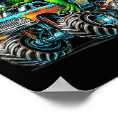 Monster Truck Dinosaur Birthday Party Monster Truc Poster (Ecke)