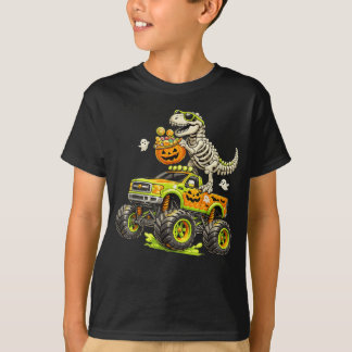Monster Truck Dinosaur Halloween Skelett T-Rex T-Shirt