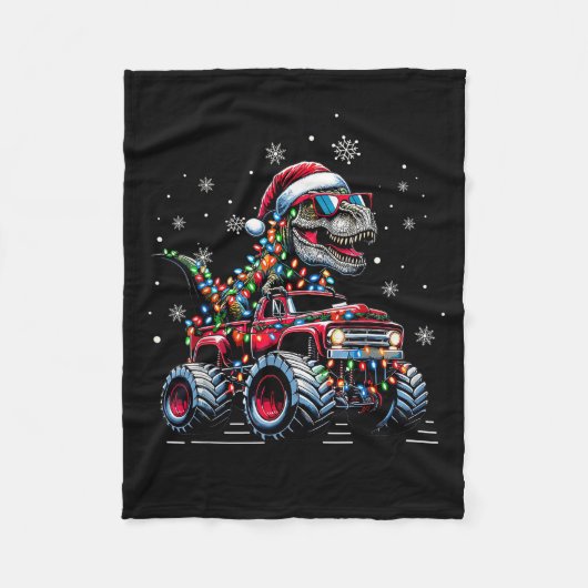 Monster Truck Dinosaur Trex Christmas Boys Kids Fleecedecke (Vorderseite)