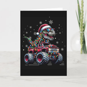 Monster Truck Dinosaur Trex Weihnachten Jungen Kin Karte