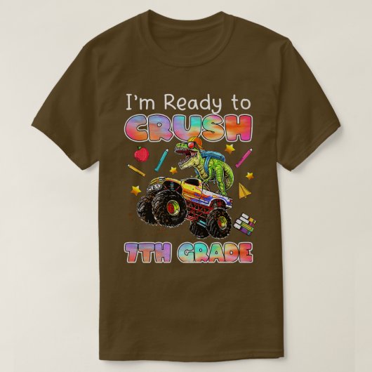 Monster Truck Dinosaurier Ich bin bereit, 7. Grad  T-Shirt (Design vorne)
