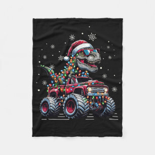 Monster Truck Dinosaurier Trex Weihnachten Jungen  Fleecedecke