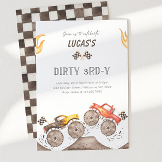 Monster Truck Dirty 3RD-Y  3. Geburtstagsfeier Einladung