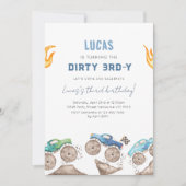 Monster Truck Dirty 3RD-Y 3rd Birthday Party Einladung (Vorderseite)