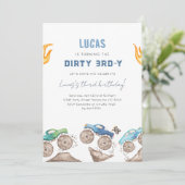 Monster Truck Dirty 3RD-Y 3rd Birthday Party Einladung (Stehend Vorderseite)