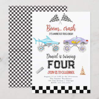 Monster Truck Einladung zum Geburtstag