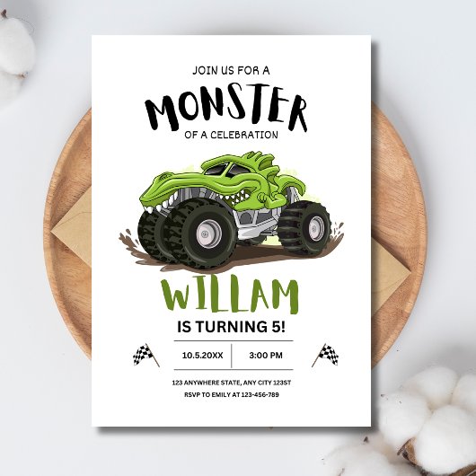 Monster Truck Einladung zum Geburtstag, Jungen zum