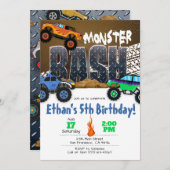Monster Truck Einladung zum Geburtstag - Monster B (Vorne/Hinten)