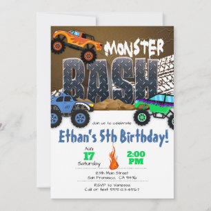 Monster Truck Einladung zum Geburtstag - Monster B