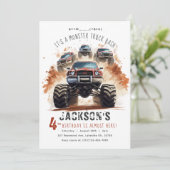 Monster Truck Einladung zum Geburtstag | Monster T (Stehend Vorderseite)