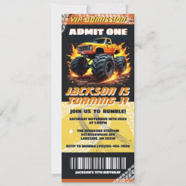 Monster Truck Einladung zum Geburtstag Ticket