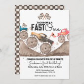 Monster Truck FAST ONE Birthday Einladung (Vorne/Hinten)