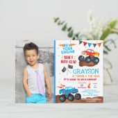 Monster Truck Foto Geburtstagsparty Einladungen (Stehend Vorderseite)