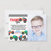 Monster Truck Foto Viertes Geburtstag Dankeskarte (Vorderseite)