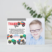 Monster Truck Foto Viertes Geburtstag Dankeskarte (Stehend Vorderseite)