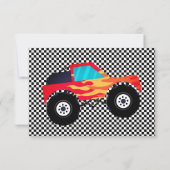 Monster Truck Foto Viertes Geburtstag Dankeskarte (Rückseite)
