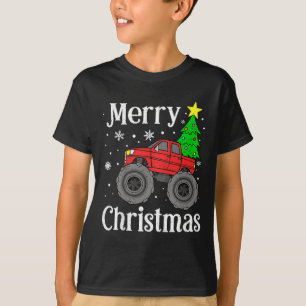 Monster Truck Frohe Weihnachtsbaum Kinder Jungs T-Shirt