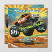 Monster Truck Fun Geburtstag Einladung Flat Card (Vorne/Hinten)