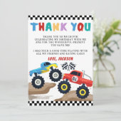 Monster Truck Geburtstag Danke Karte (Stehend Vorderseite)