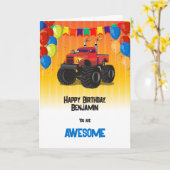 Monster Truck Geburtstag des Jungen Karte (Gelbe Blume)