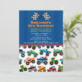 Monster Truck Geburtstag Einladung (Stehend Vorderseite)