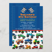 Monster Truck Geburtstag Einladung (Vorne/Hinten)