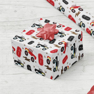 Monster-Truck-Geburtstags-Personalisiertes Alter Geschenkpapier