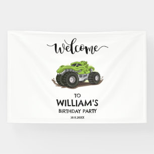 Monster-Truck-Geburtstagsfeier Minimale Jungen-Geb Banner