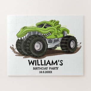 Monster-Truck-Geburtstagsfeier Minimale Jungen-Geb Puzzle