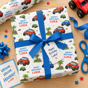 Monster-Truck-Geburtstagsfeier Name Kinder Geschenkpapier