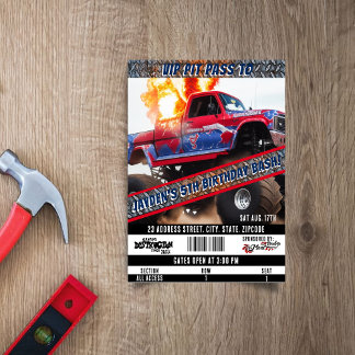 Monster Truck Geburtstagsparty am 4. Juli Einladung