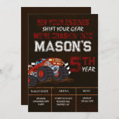 Monster Truck Geburtstagsparty Einladung (Vorne/Hinten)