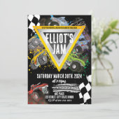 Monster Truck Geburtstagsrennen Einladung (Stehend Vorderseite)