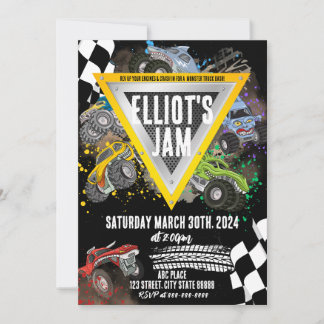 Monster Truck Geburtstagsrennen Einladung