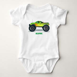 Monster Truck Gelbes Orangenfeuer personalisieren Baby Strampler