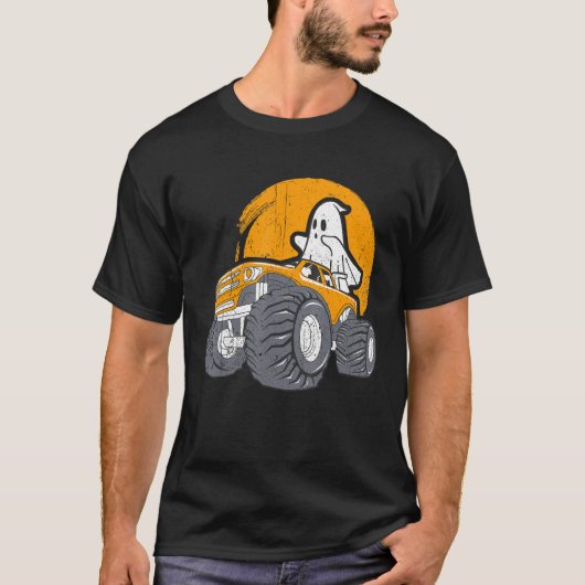 Monster Truck Ghost Halloween Spooky Pumpkin T-Shirt (Vorderseite)