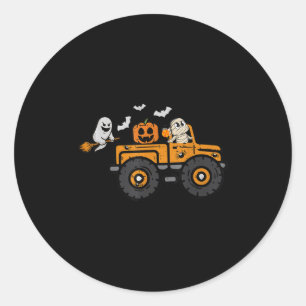 Monster Truck Ghost Pumpkin Halloween Kostümjunge Runder Aufkleber