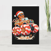 Monster Truck Gingerbread Man Christmas Karte (Vorderseite)