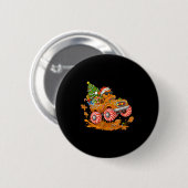Monster Truck Gingerbread Man Funny Christmas Baki Button (Vorne & Hinten)